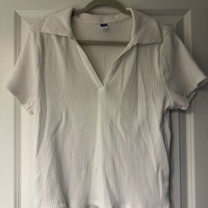 Old Navy White Ribbed Short Sleeve Top